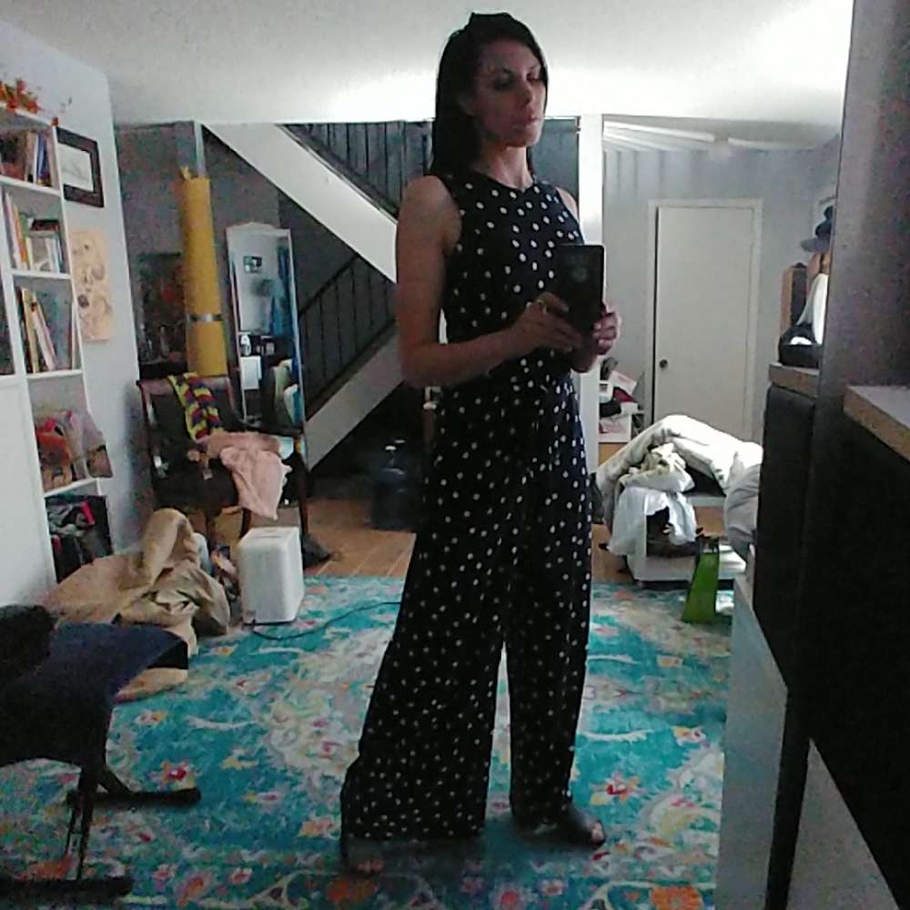 Tommy Hilfiger Navy Polka Dot Jumpsuit sz 8